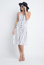 Load image into Gallery viewer, Women's Striped Button Midi Sleeveless Dress
