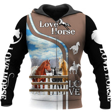Load image into Gallery viewer, Love Horse 3D All Over Printed Hoodie, T-shirt, Long sleeve T-shirt, Tank Top, Short, Zipper Hoodie No.20
