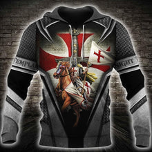 Load image into Gallery viewer, Brave Knight Templar 3D All Over Printed Hoodie, T-shirt, Long sleeve T-shirt, Tank Top, Short, Zipper Hoodie No.23
