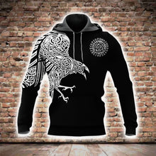 Load image into Gallery viewer, Viking Raven 3D All Over Printed Hoodie, T-shirt, Long sleeve T-shirt, Tank Top, Short, Zipper Hoodie No.45
