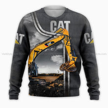 Load image into Gallery viewer, Cat Excavator 3D All Over Printed Hoodie , T-shirt, Long sleeve T-shirt, Tank Top, Short, Zipper Hoodie No.87
