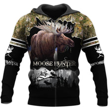 Load image into Gallery viewer, Moose Hunting 3D All Over Printed Hoodie, T-shirt, Long sleeve T-shirt, Tank Top, Short, Zipper Hoodie No.68
