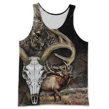 Load image into Gallery viewer, Elk Hunting Skull 3D All Over Printed Hoodie, T-shirt, Long sleeve T-shirt, Tank Top, Short, Zipper Hoodie No.129
